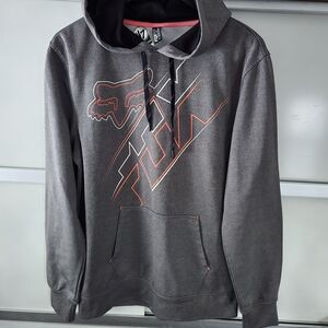 Fox Charcoal Hoodie with Red Graphic